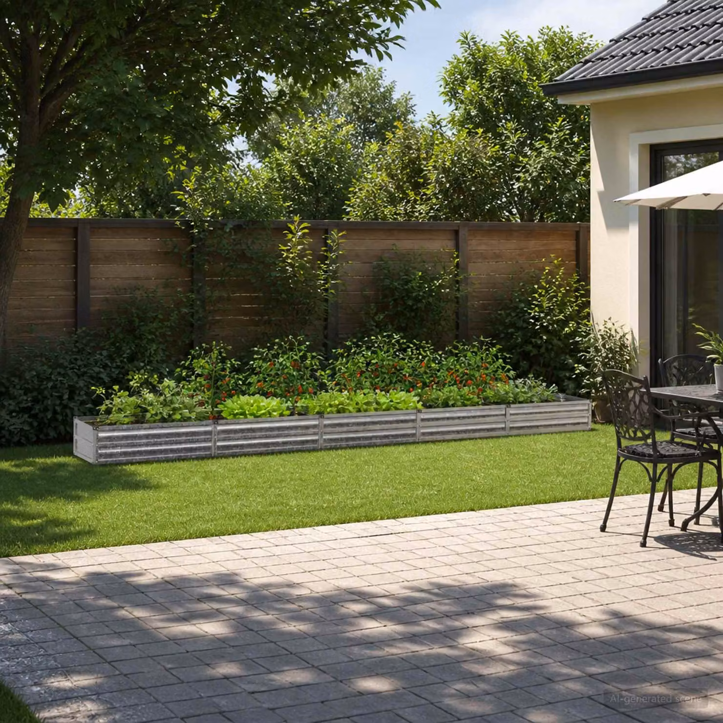 Letto rialzato da giardino vidaXL in acciaio zincato Argento L 400 cm x P 40 cm x H 24 cm