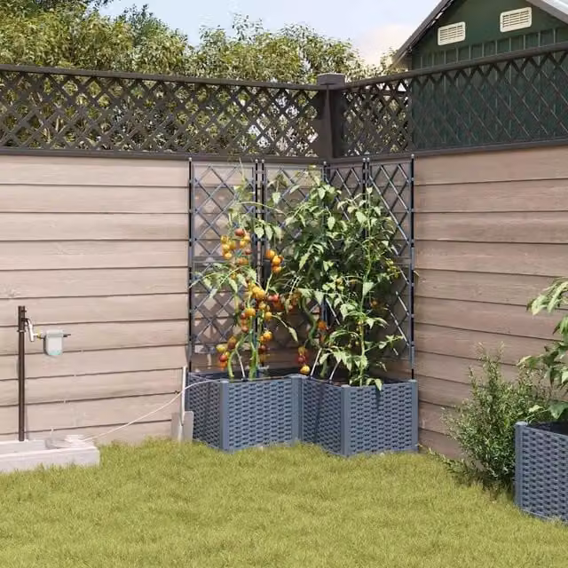 Vaso da giardino 3 pz Grigio Chiaro 80 x 80 x 142 cm PP 42002900