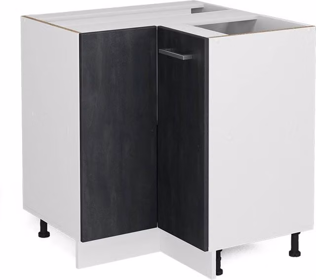 Mobile ad angolo cucina R-Line Vicco con ante a soffietto, Bianco/Nero/Grigio, L: 75.6 cm, H: 81.6 cm, P: 46.0 cm