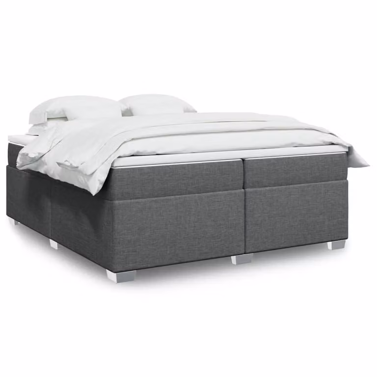 Giroletto a molle con materasso ibrido vidaXL in tessuto grigio e bianco, L/P: 200 x 200 cm