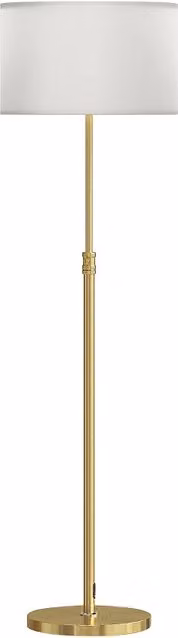 Lampada da terra con telecomando e altezza regolabile, paralume in tessuto e base in metallo, luminosità regolabile, colore oro e bianco, Altezza: 133 cm