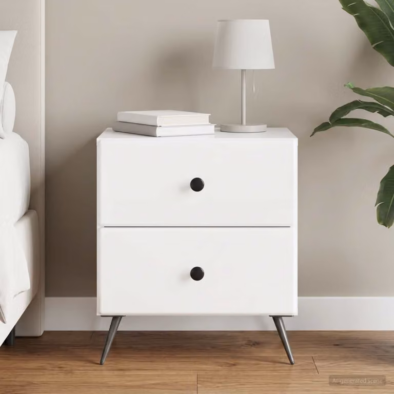 Armadio da Notte vidaXL Bianco Lucido L 43 cm x P 34,5 cm x H 47,5 cm