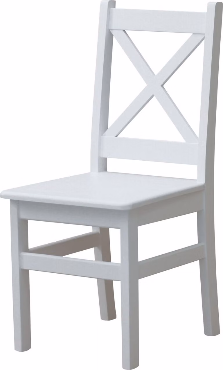 Sedia a croce in legno di pino massiccio di colore bianco
