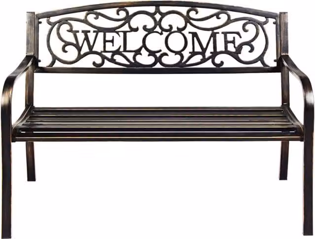 Panchina da giardino in stile antico in metallo color bronzo L: 127 cm, P: 63,5 cm, H: 89 cm – 1