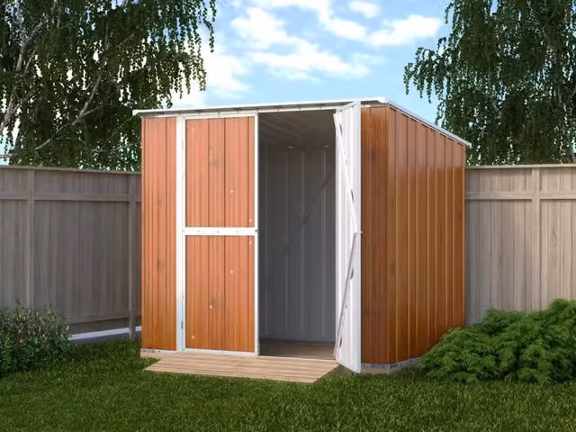 Box in Acciaio Zincato Casetta da Giardino in Lamiera 2.31 x 1.75 m x h2.02 m - 81 KG – 4.04 metri quadri - FINITURA LEGNO
