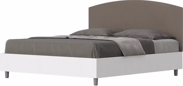 Letto Matrimoniale 160x200 cm struttura bianco frassino testata Antilia - Similpelle,Cappuccino,Contenitore