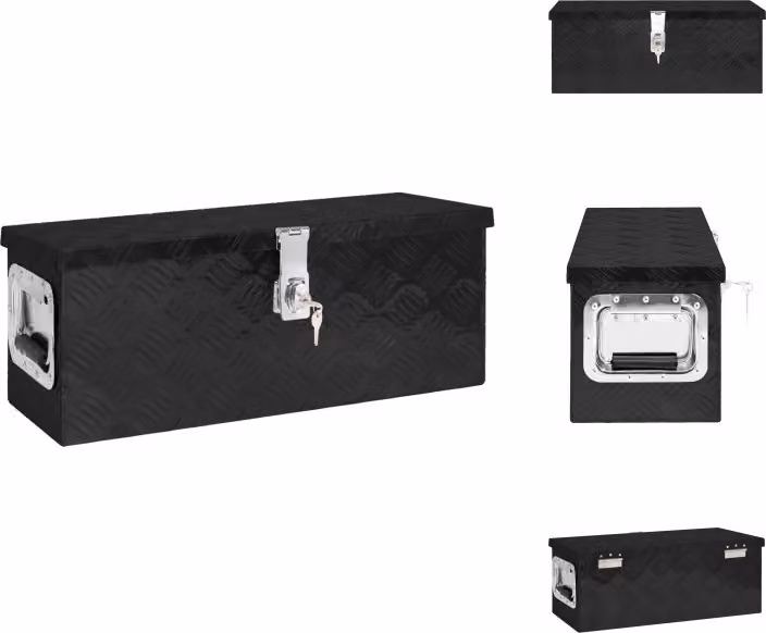 vidaXL Cassetta portaoggetti nera 60x23,5x23 cm in alluminio - Cassette porta attrezzi