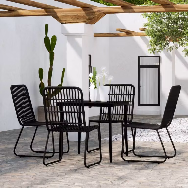 The Living Store Set da pranzo da giardino 5 pz. Set da pranzo da giardino Nero