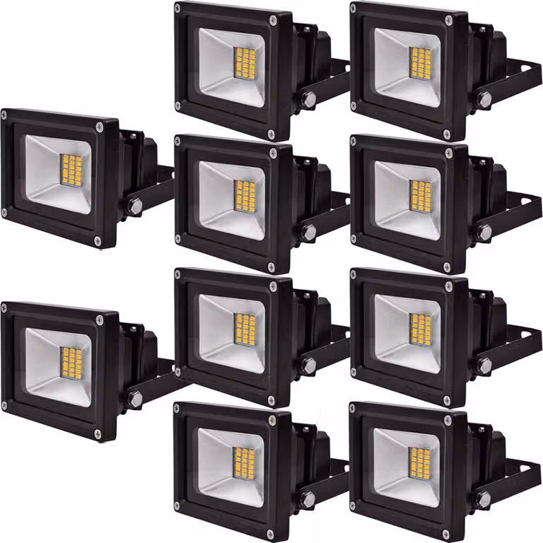 Greenmigo 10 pezzi 20W SMD LED Floodlight Lampada da esterno Faretto Proiettore Floodlight Impermeabile IP65 Bianco caldo, 85-265V