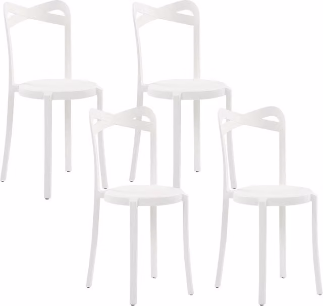 Set di 4 sedie da giardino Beliani in plastica bianca opaca con design minimalista