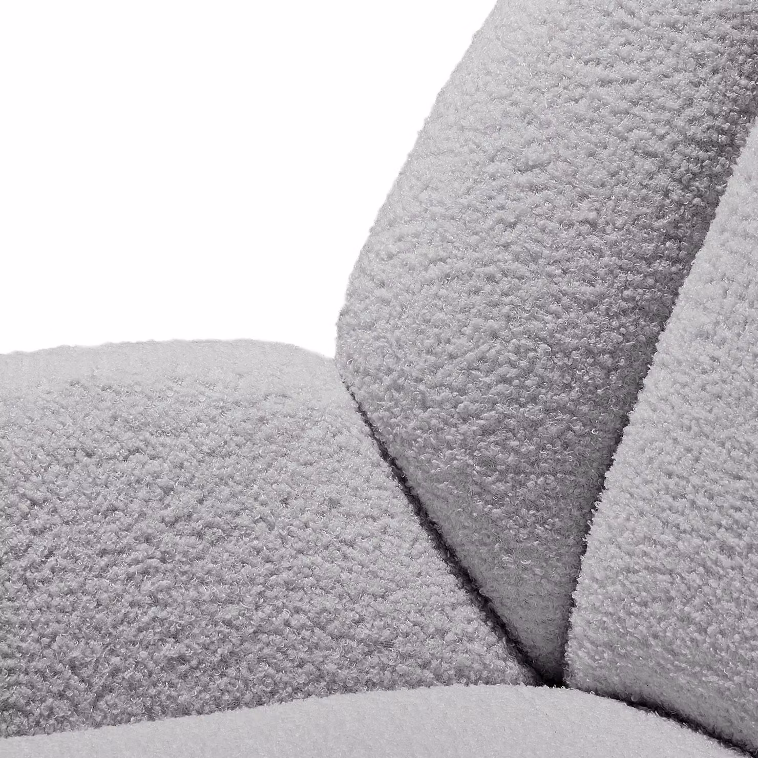 Poltrona lounge Kjeld tectake in tessuto bouclé grigio con struttura in metallo e imbottitura in foam per soggiorno o camera da letto – 1