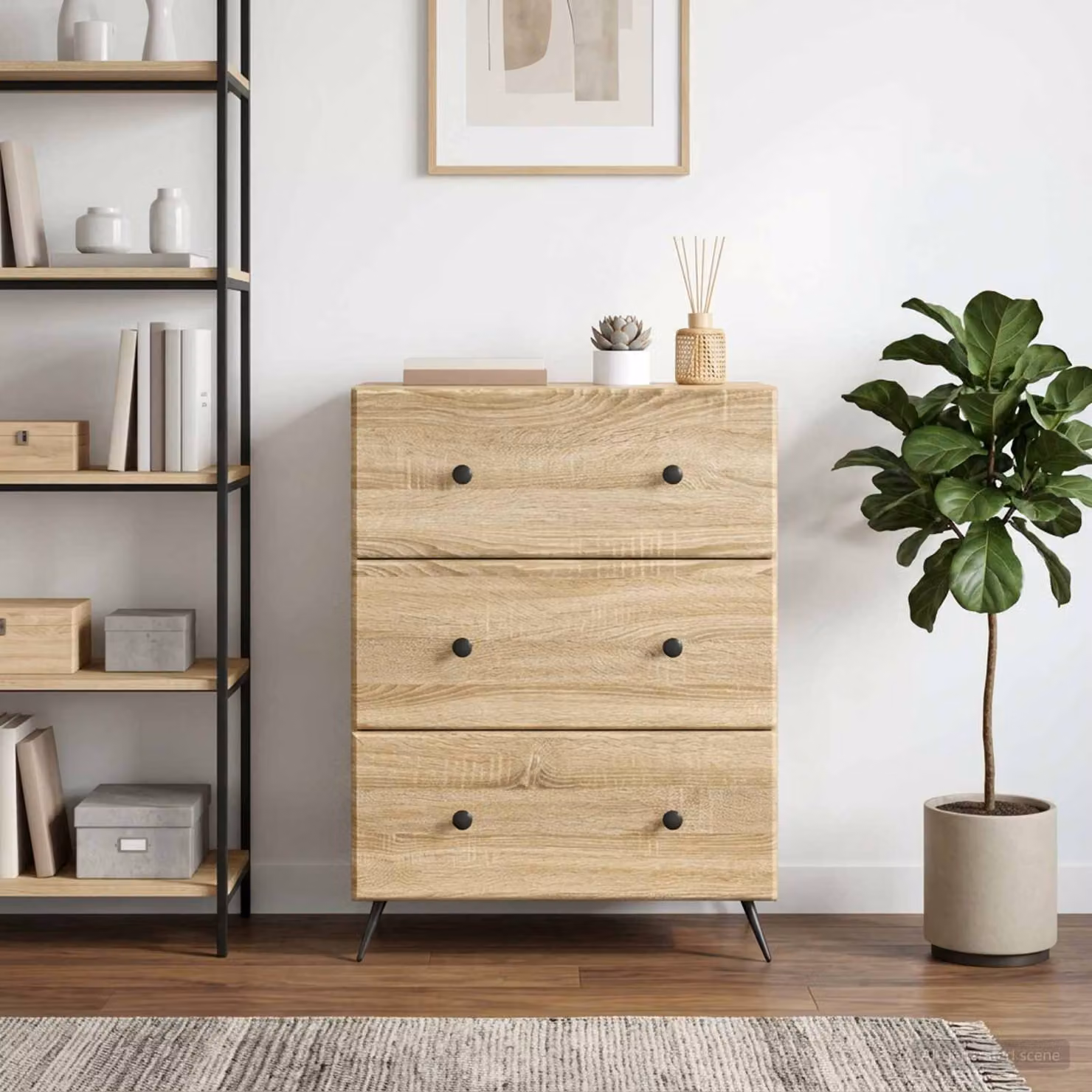 Mobile con cassetti vidaXL in legno marrone con ruote L: 66 cm, P: 34,5 cm, H: 90 cm