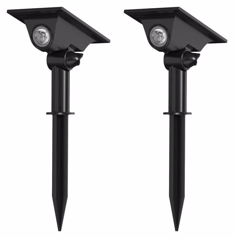 Set di 2 luci solari – LED a batteria, grado di protezione IP54, adatte per pavimento o parete