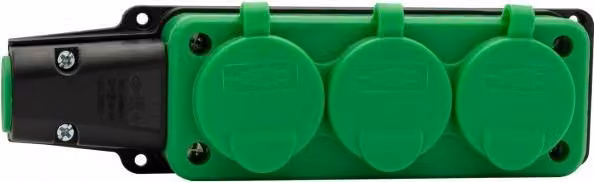 Presa multipla in gomma, presa multipla 3x230 V 16 A IP54 verde