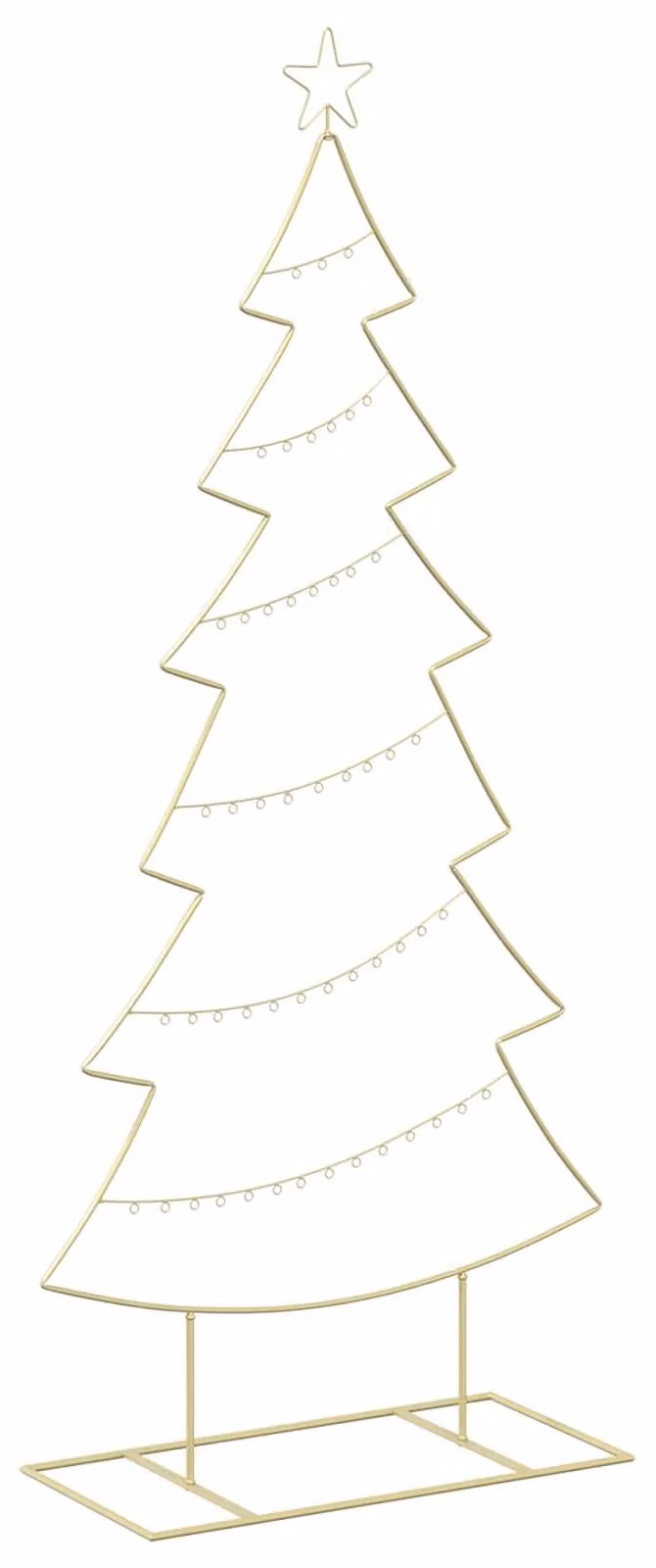 Albero di Natale in metallo con base, modello KUOPIO, 180 cm, acciaio dorato