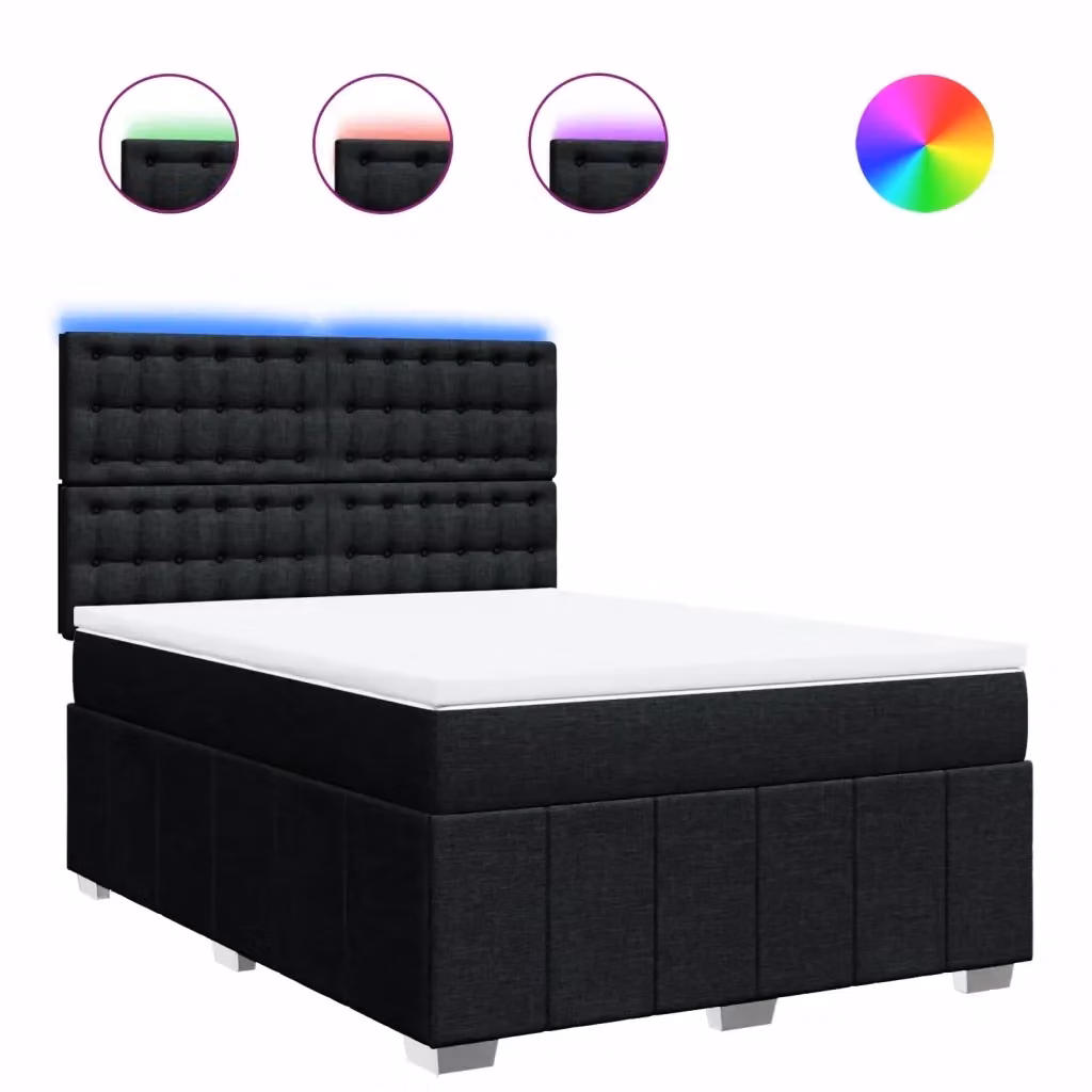 Letto Ibrido Moderno vidaXL con Materasso in Tessuto Nero e Bianco L/P/H: 140 x 200 x 150,5 cm – 2