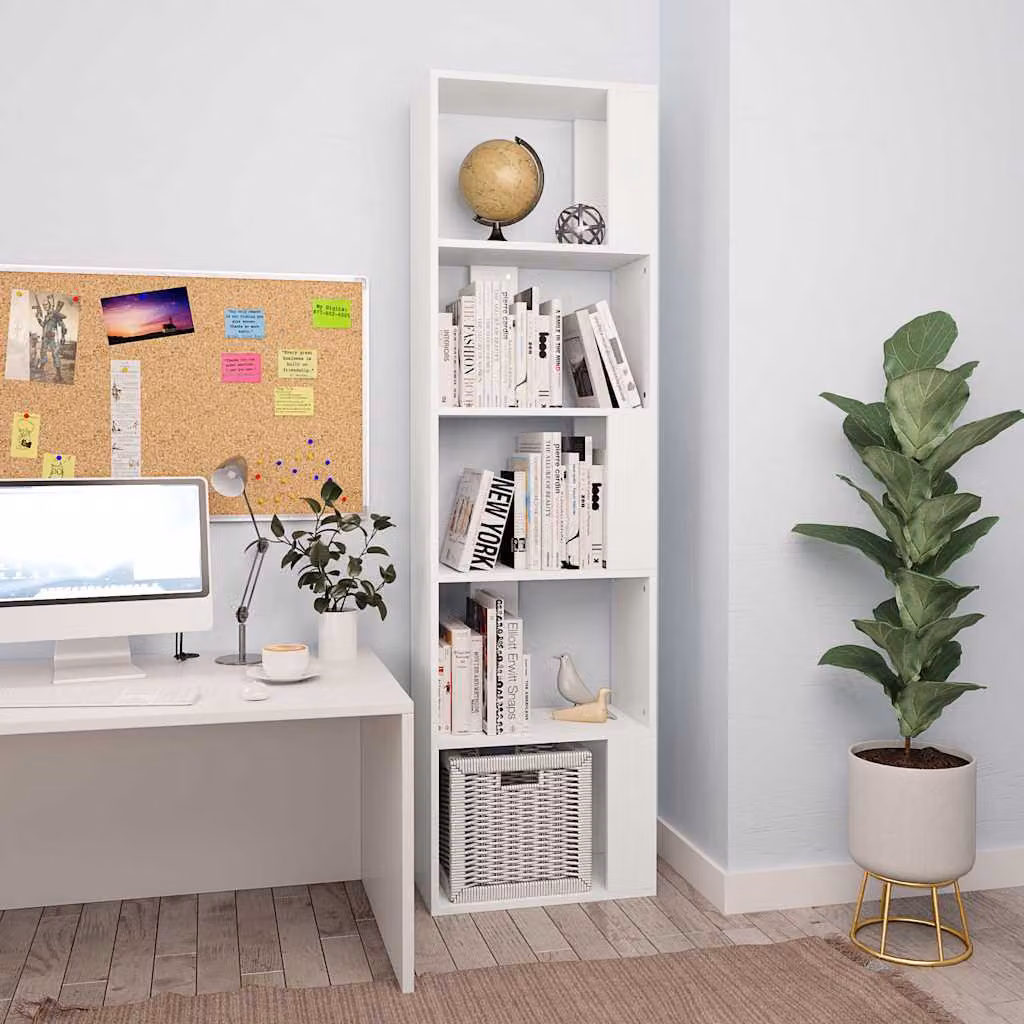 Libreria/Divisorio vidaXL in Legno Multistrato e MDF Bianco L: 45 cm, P: 24 cm, H: 159 cm