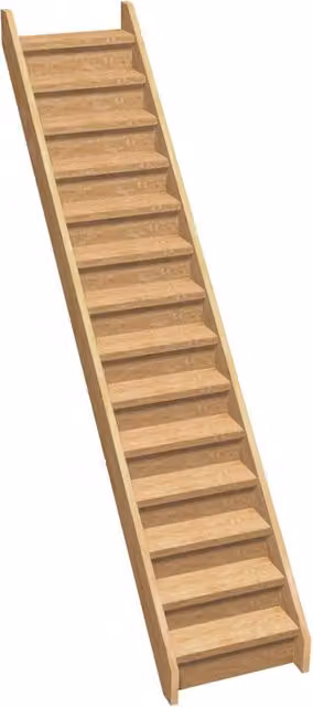 Scala rettilinea in legno Kordo colore marrone con alzate NORMANDIE