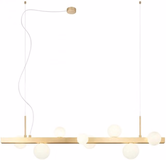Lampada a sospensione LED Goji di Redo Group in bianco e oro/ottone con vetro e metallo, regolabile e dimmerabile