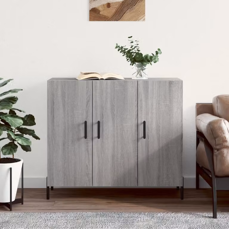 vidaXL Credenza Grigio Sonoma 90x34x80 cm in Legno Multistrato