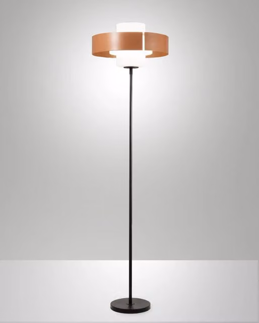 Lampada da terra Loto 170cm in Metallo e Vetro Soffiato, Colore Mattone, Attacco E27 40W, Design Elegante con Variatore - Loto