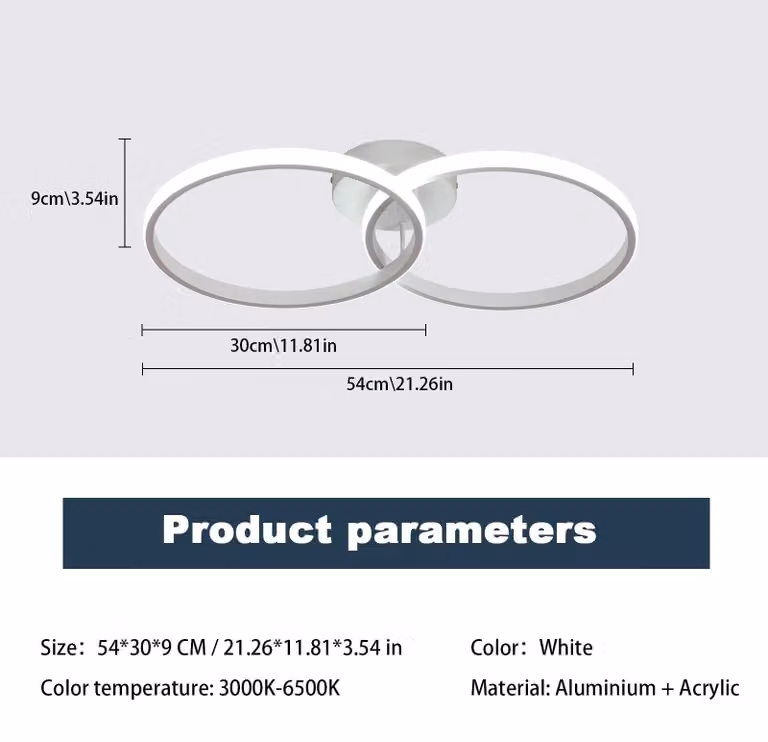 Pannello luminoso a LED dimmerabile - Con telecomando - Temperatura di colore regolabile da 3000 a 6500 K - 220 V - 2 sorgenti luminose - Bianco