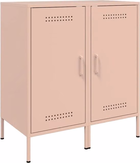 Set di 2 Credenze Rosa in Acciaio con Design Industrial per Soggiorno o Sala da Pranzo L/P/H: 36 x 20 x 79 cm