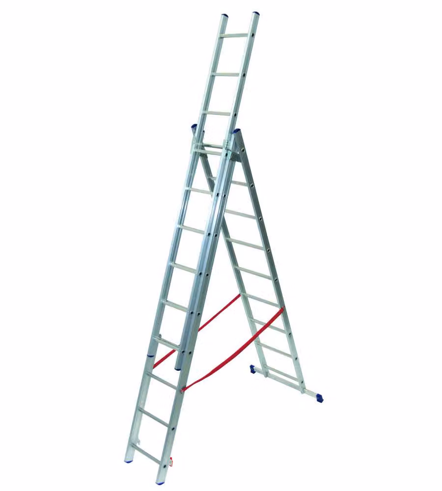 Scala Telescopica Facal Stilo in Alluminio Blu e Argento, Altezza: 6,84 m, 9 Gradini