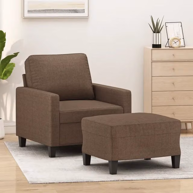Divano Sedia-Poltrona con Poggiapiedi Marrone 60 cm in Tessuto 910846