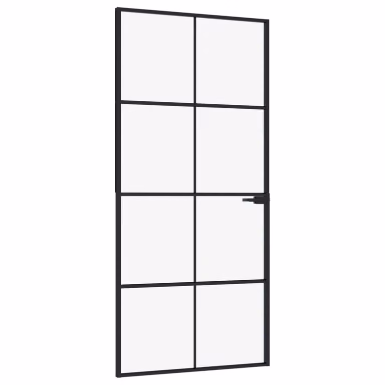 Porta Interna Nera 93x201,5cm Vetro Temperato Alluminio Sottile