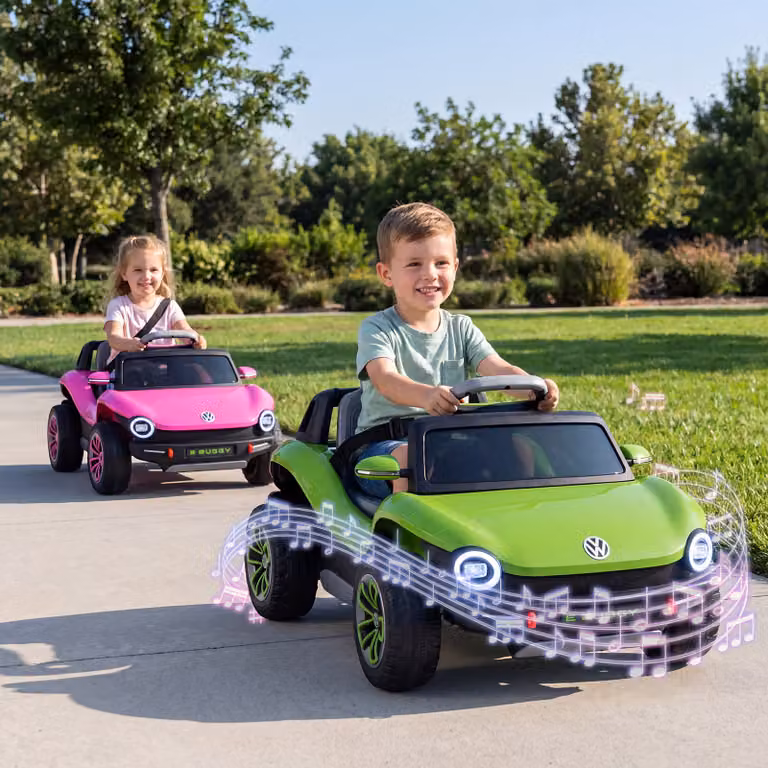 Costway Auto elettrica per bambini con telecomando, 3 velocità, musica, vano portaoggetti e ruote ammortizzanti, Verde