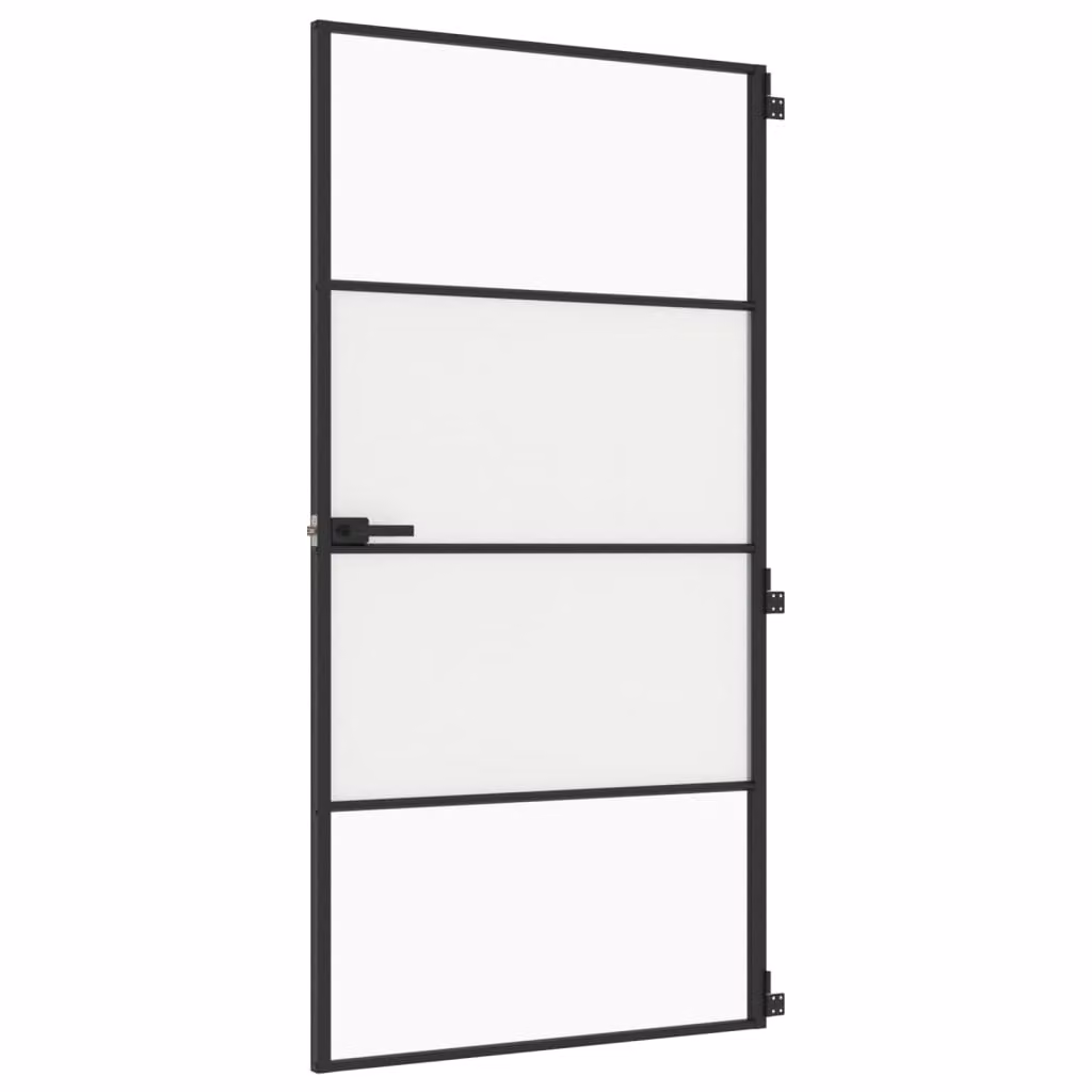 Porta Interni Sottile Nera 102,5x201,5Vetro Temperato Alluminio