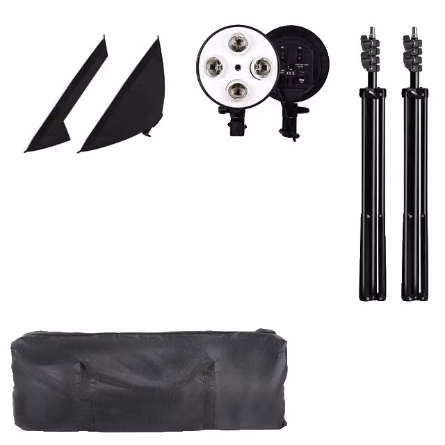 Kit di illuminazione fotografica, softbox a quattro lampade, 8 softbox, 8 lampadine da 30W