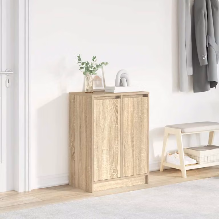 Scarpiera moderna vidaXL in legno marrone con ante a battente e ripiani interni, L: 57 cm, P: 34 cm, H: 76 cm