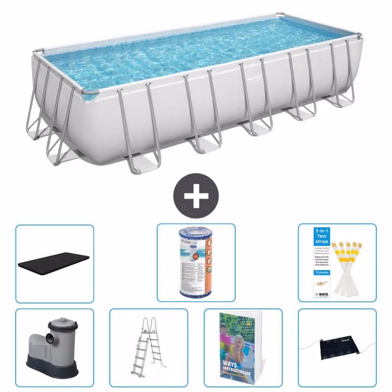 Bestway Power Steel, piscina rettangolare - 640x274x132 cm - composta da 6 parti, modello S619