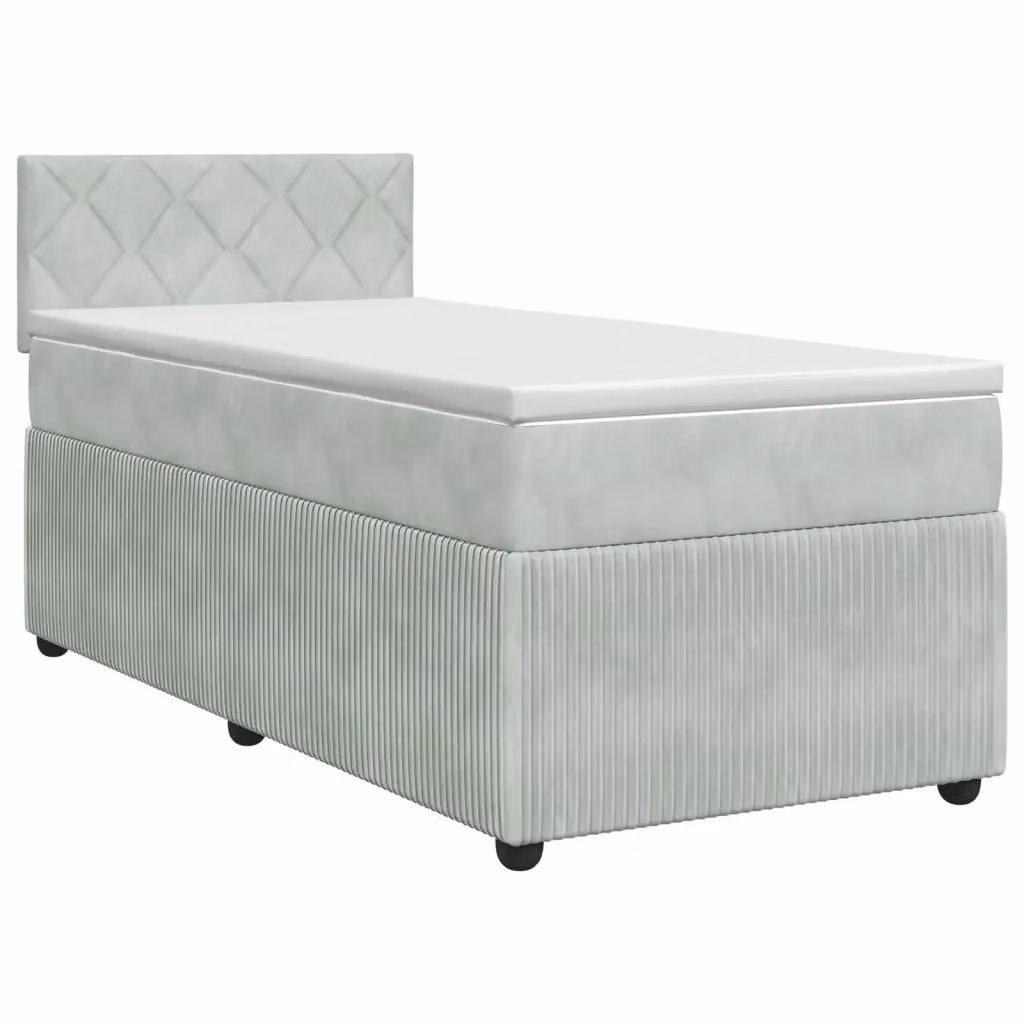 Letto box spring con materasso ibrido vidaXL in tessuto grigio e bianco L/P: 90 x 190 cm – 2