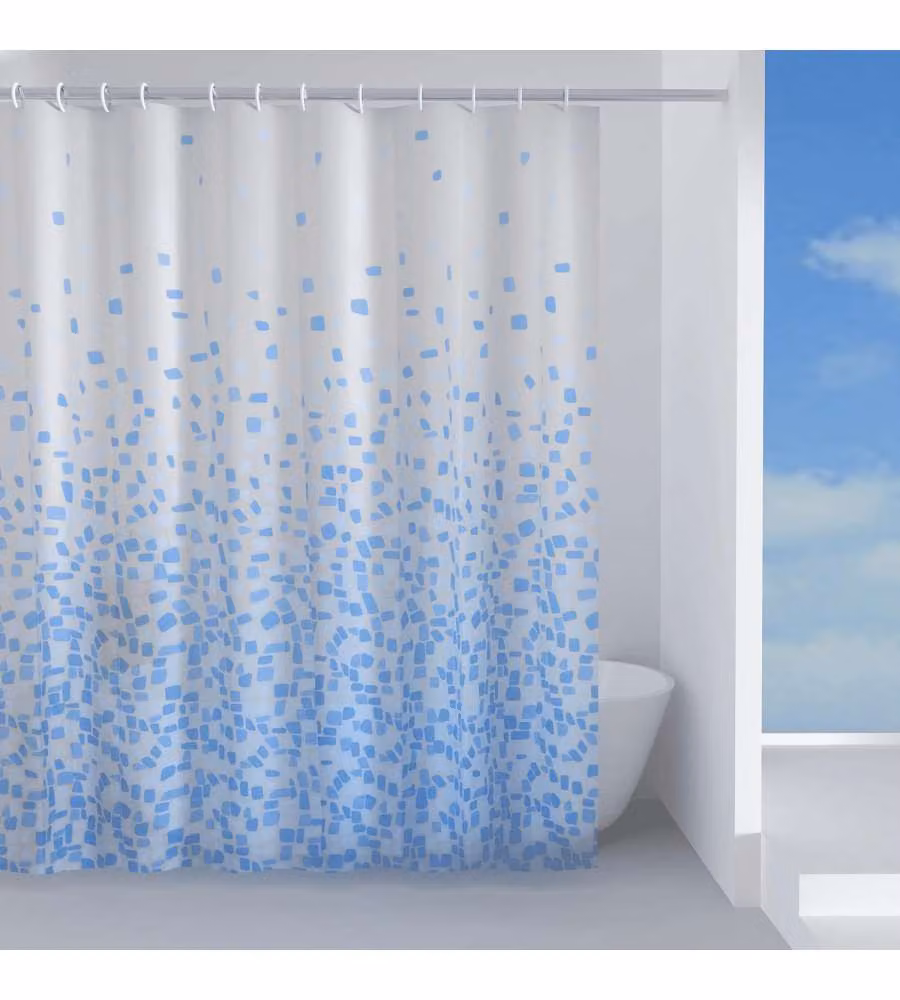 Gedy Tenda da Doccia Azzurra 240x200 cm in EVA con Motivo Foglia