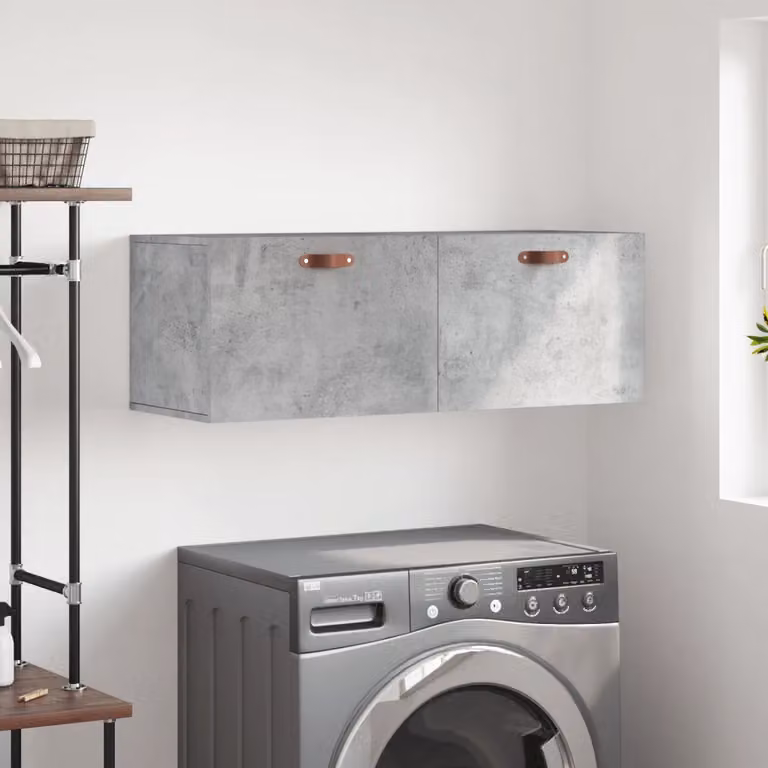 Mobile a parete vidaXL in legno multistrato e MDF, colore grigio cemento, L 100 x P 36,5 x H 35 cm