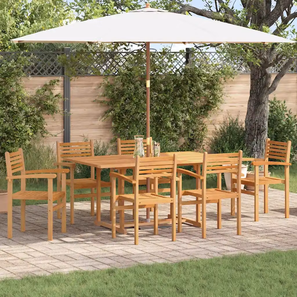 Set di 6 sedie da giardino vidaXL in legno di teak massiccio marrone con braccioli L/P/H: 56 x 55 x 90.5 cm – 1