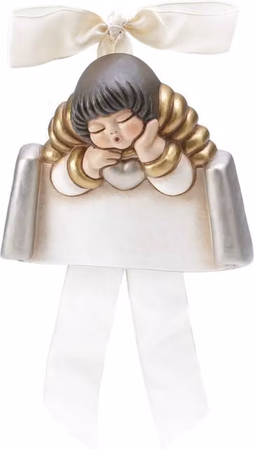 Angelo con targhetta personalizzabile piccolo THUN in ceramica bianca