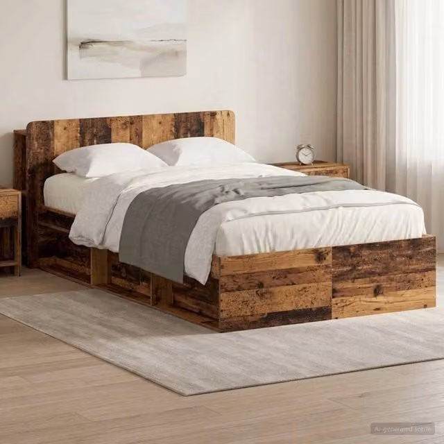 Telaio del letto con storage Legno antico 120 x 200 cm 3433363