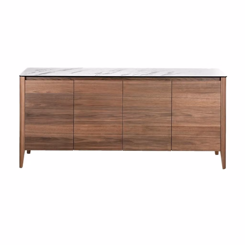 Credenza moderna Angel Cerdá in noce con piano in marmo porcellanato e cassetti soft-close – 2
