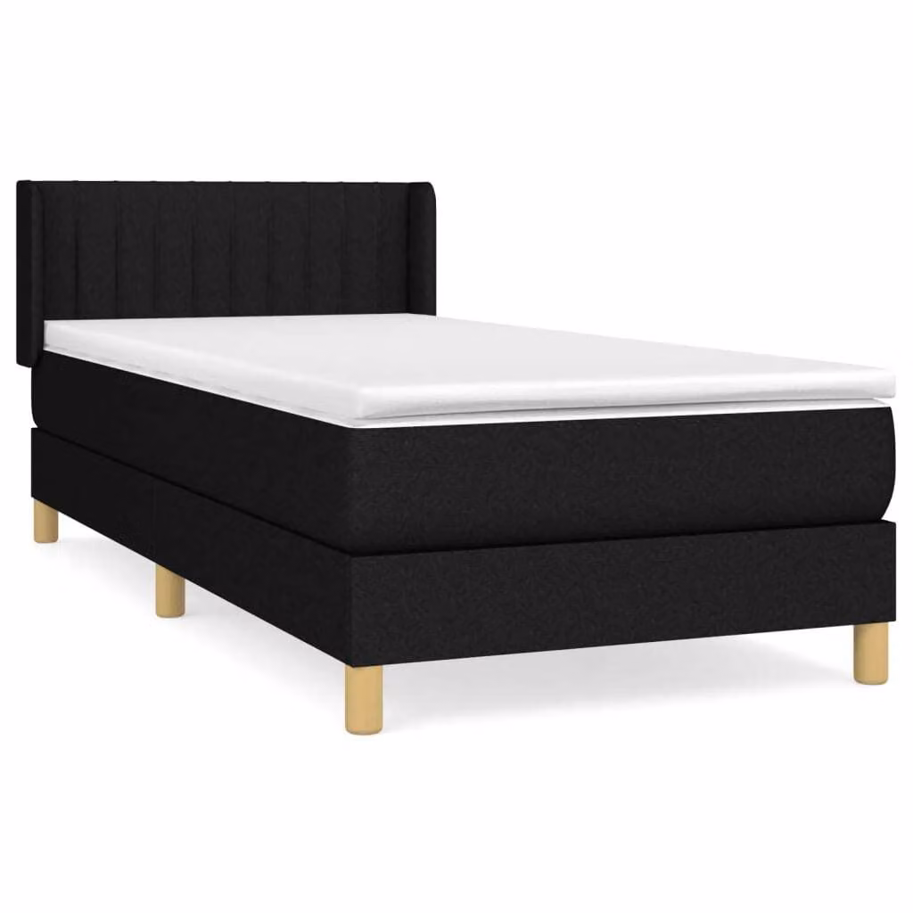 Giroletto a Molle con Materasso Nero 90x190 cm in Tessuto