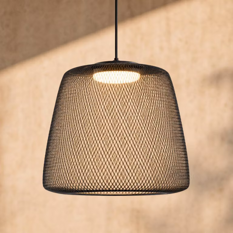 Lampada a sospensione da esterno LED Lucande Korvyn, nera, Ø 50 cm, Korvyn Lucande, dimmerabile, Nero, Metallo, Design