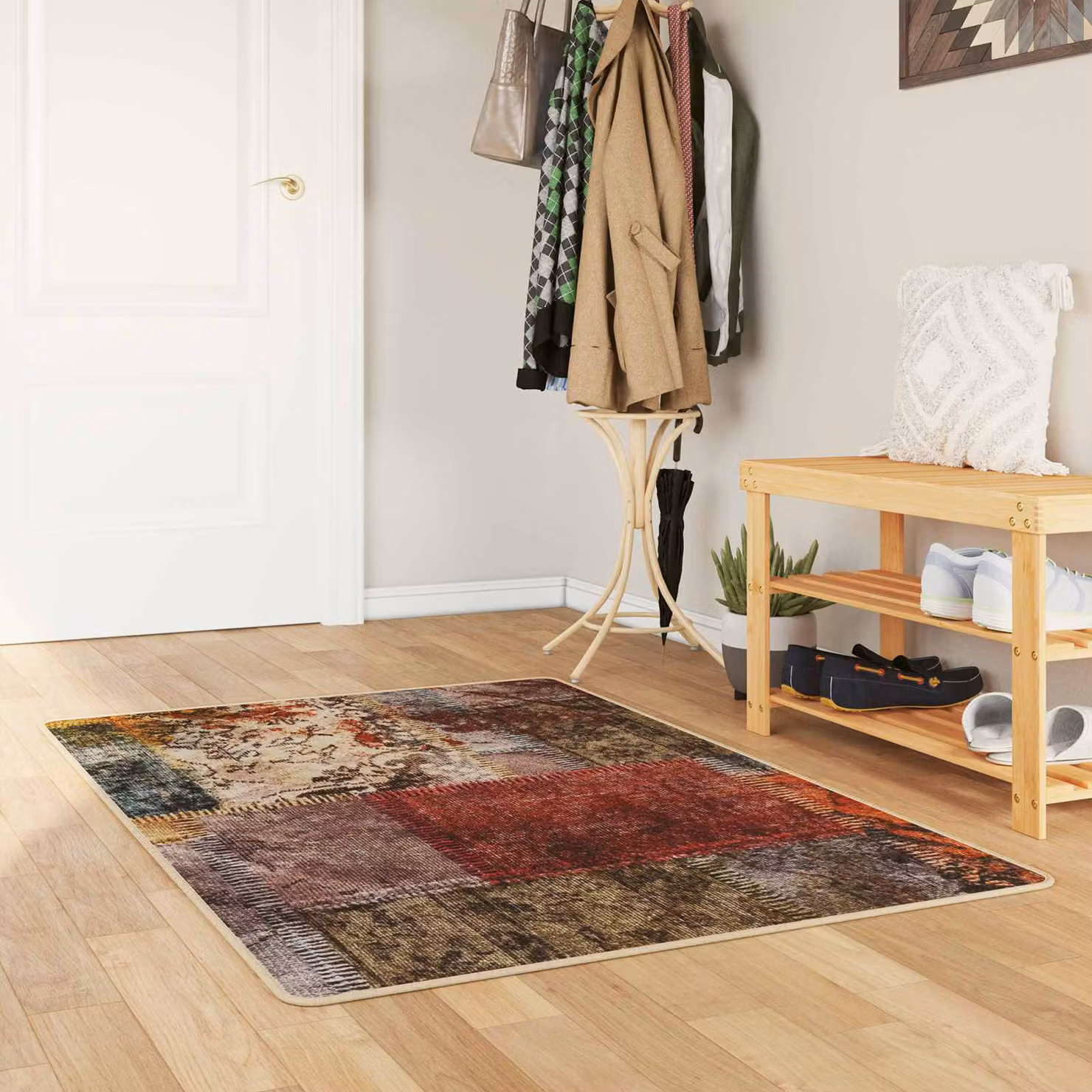 Tappeto Runner vidaXL MARSA Multicolore con design astratto moderno, lavabile e antiscivolo, L: 100 cm x P: 200 cm, in poliestere