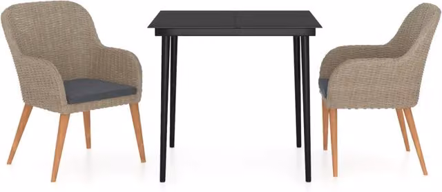Set da Pranzo da Giardino 3 pz | Set Salotto da Giardino con Cuscini Marrone