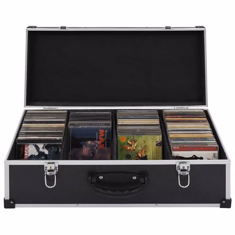 Custodia per 80 CD vidaXL in Alluminio ABS Nero