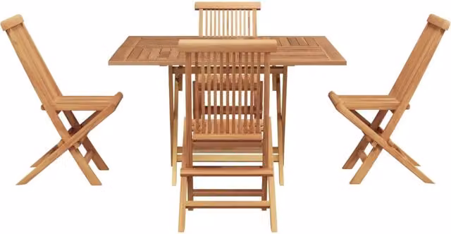 Set da Pranzo per Giardino Marrone Legno Teak Massello 3385968