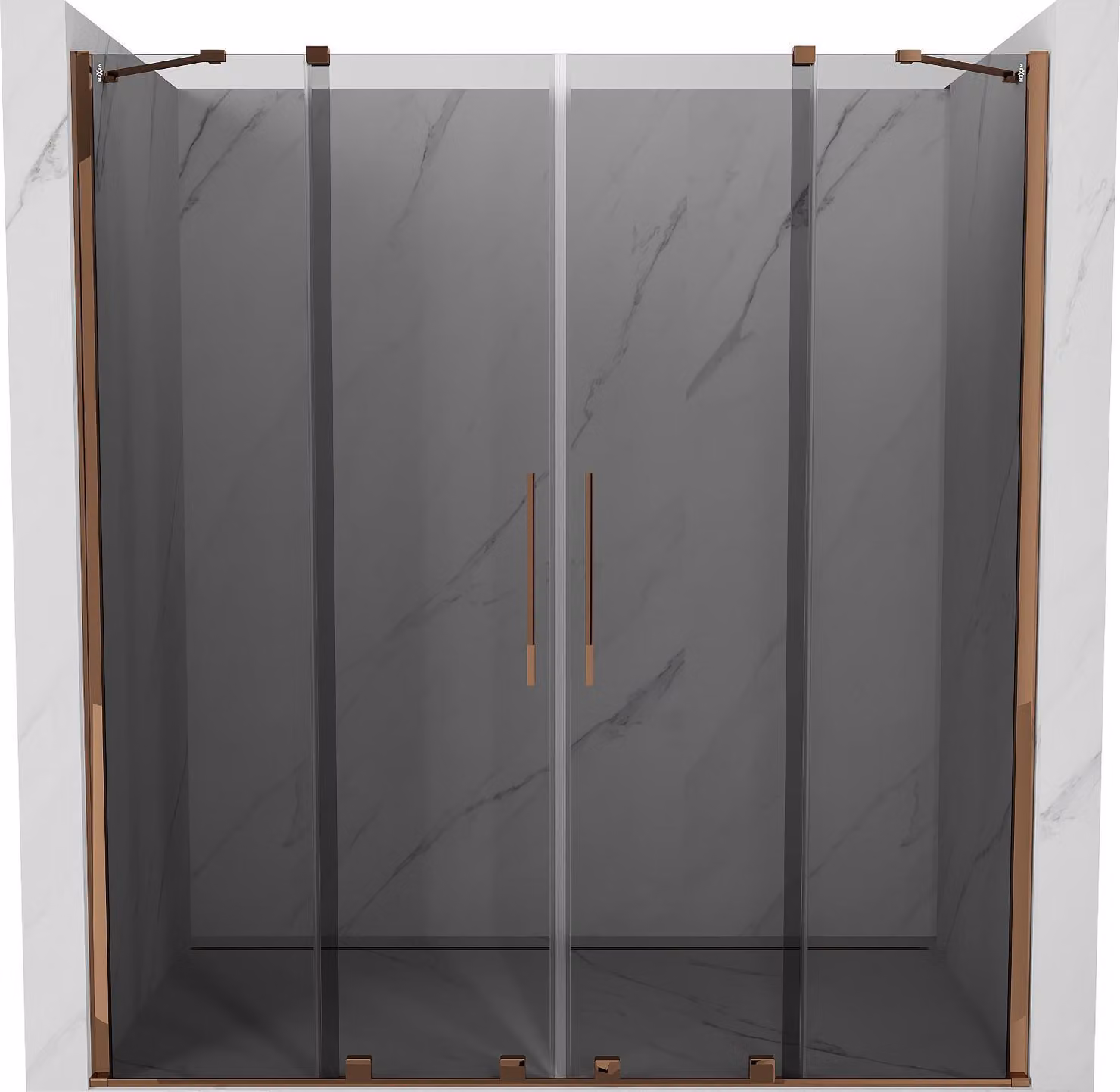 Mexen Velar Duo porta doccia scorrevole 200 cm, grafite, oro rosa - 871-200-000-42-60