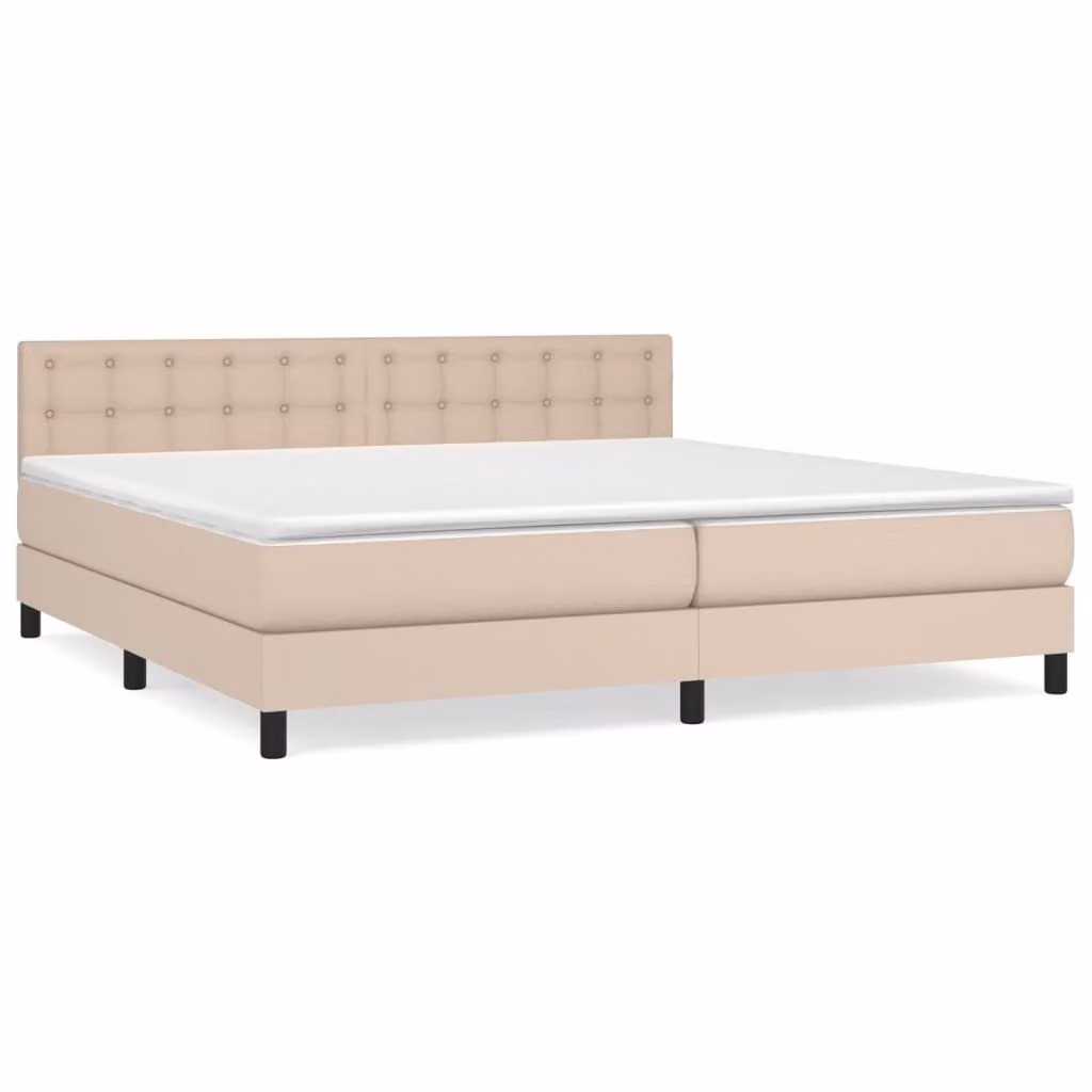 Giroletto a Molle con Materasso Cappuccino 200x200cm Pelle finta